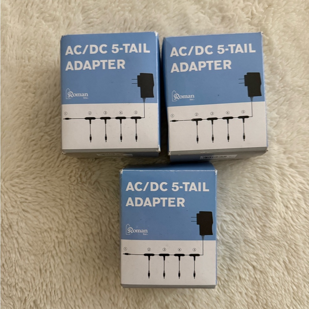 AC/DC 5-Tail Adapter, Lot of 3, Holiday, Christmas, Indoor Decor, NEW